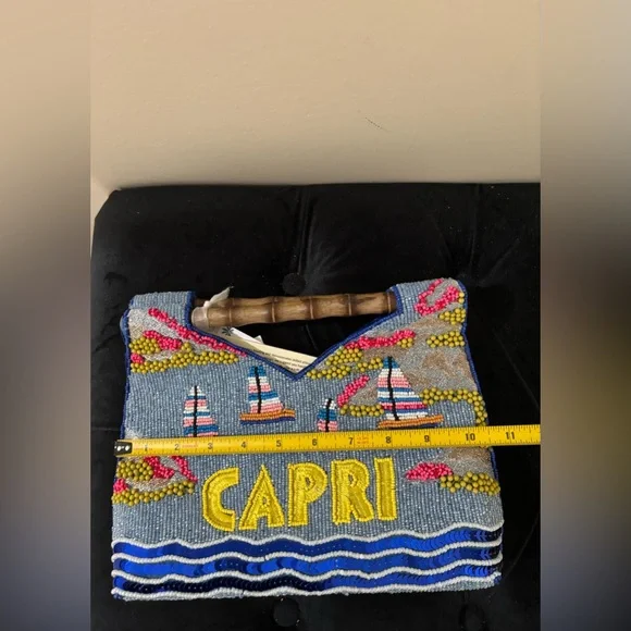 Beaded 'Capri' Tote with Bamboo Handles - Picture 8 of 11